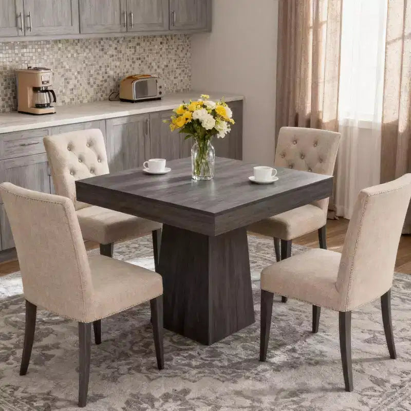 COZONY Tavolo da pranzo quadrato da 80 cm per 4 persone, piccolo tavolo da cucina con robusta base a piedistallo, tavolo da pranzo in stile rustico