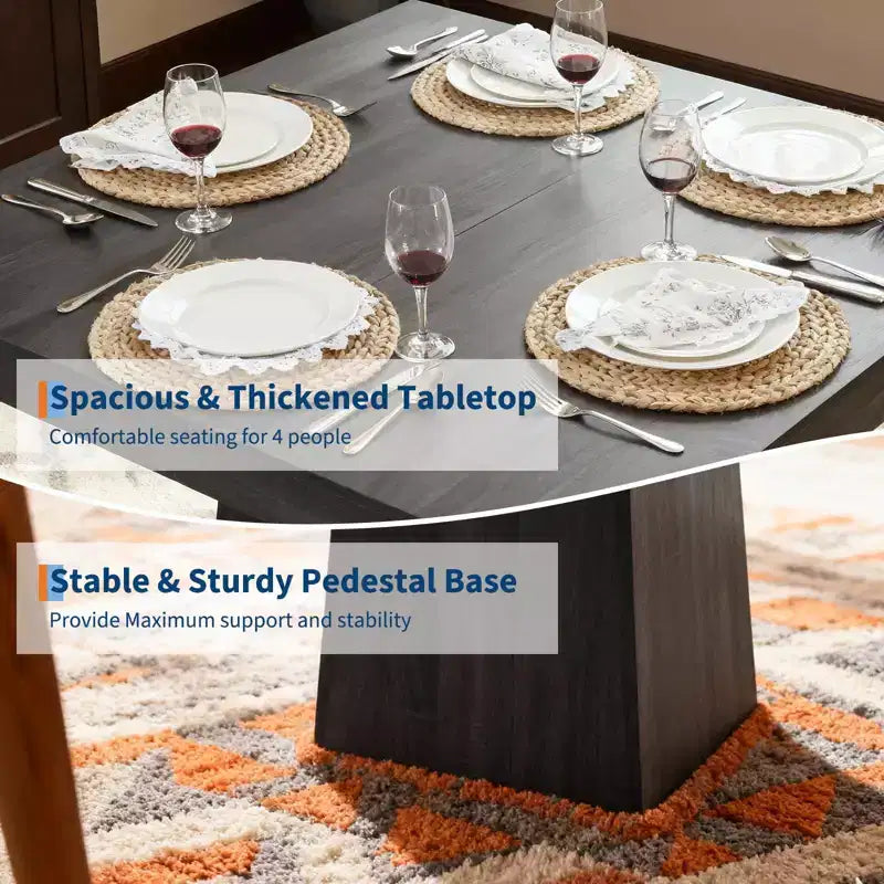 COZONY Tavolo da pranzo quadrato da 80 cm per 4 persone, piccolo tavolo da cucina con robusta base a piedistallo, tavolo da pranzo in stile rustico