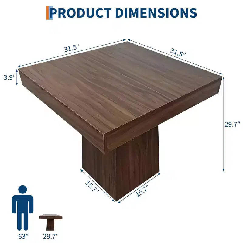 COZONY Tavolo da pranzo quadrato da 80 cm per 4 persone, piccolo tavolo da cucina con robusta base a piedistallo, tavolo da pranzo in stile rustico