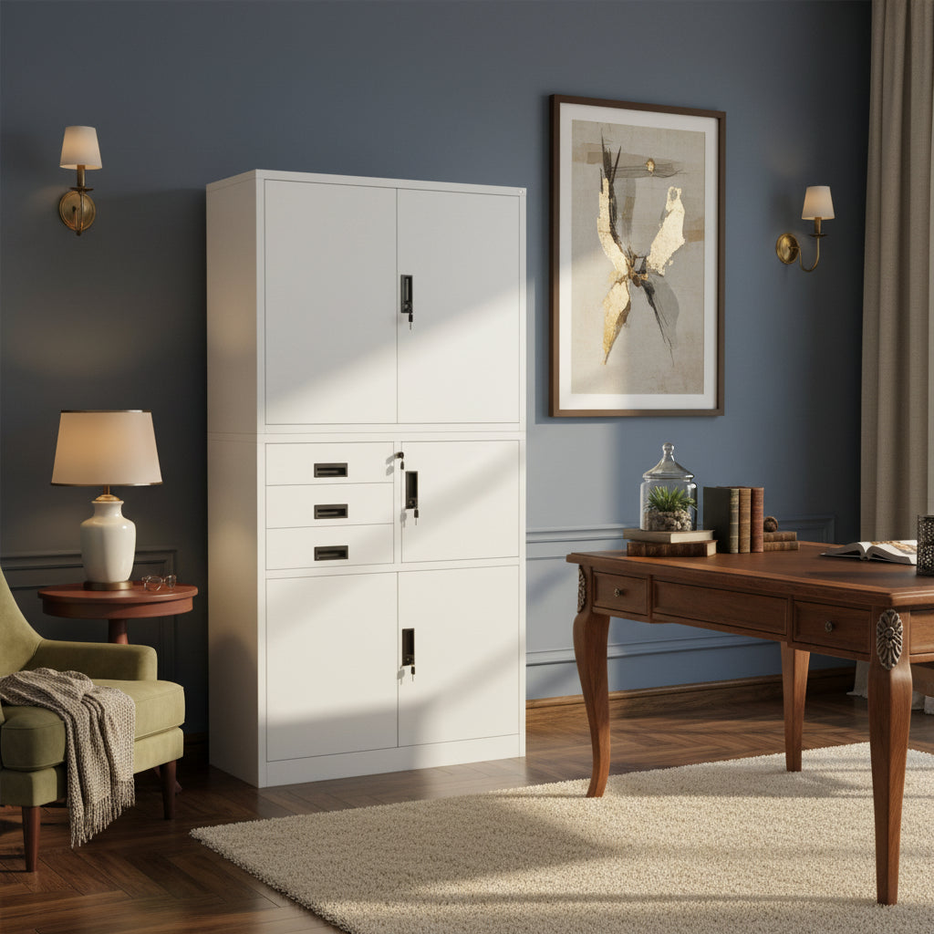vidaXL Filing Cabinet Storage File Cabinet with Shelves for Living Room Steel