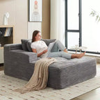 49 Oversized Chaise Lounge Chair, Upholstered Sleeper Sofa Bed with 3 Pillows, Boneless Sleep Single Sofa Couch for Living Room Bedroom, Grey