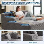 Poltrona Chaise Longue Oversize da 49 pollici, divano letto imbottito con 3 cuscini, divano singolo senza struttura per soggiorno o camera da letto, grigio