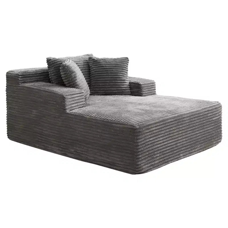 Poltrona Chaise Longue Oversize da 49 pollici, divano letto imbottito con 3 cuscini, divano singolo senza struttura per soggiorno o camera da letto, grigio
