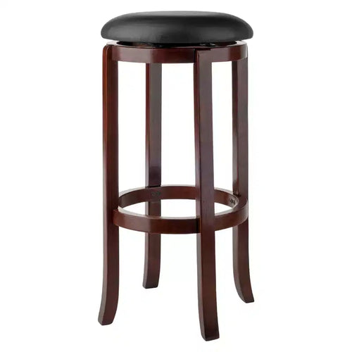 Winsome 30" Walcott Swivel Barstools - Walnut: Fixed Height, Round Seat, Wood Frame