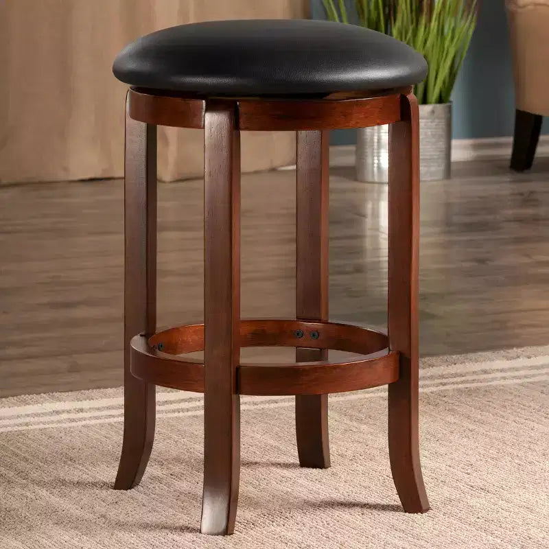 Sgabello da bancone girevole da 24" Noce - Rotondo, Struttura in legno, Altezza fissa