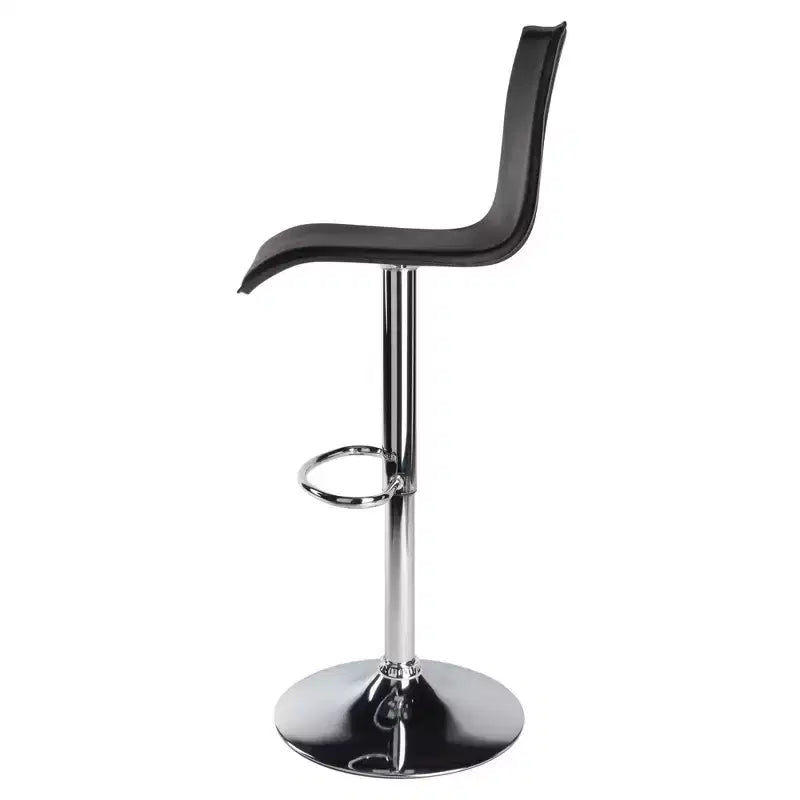 Sgabello da bar con schienale alto e sollevamento ad aria regolabile in altezza Nero/Metallo: Similpelle, Girevole, Capacità 90 kg