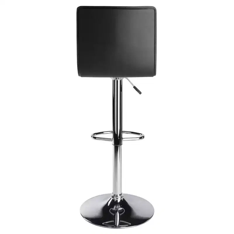 Sgabello da bar con schienale alto e sollevamento ad aria regolabile in altezza Nero/Metallo: Similpelle, Girevole, Capacità 90 kg