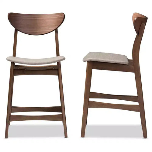 24" Latina Mid - Century Retro Modern Scandinavian Style Fabric Upholstered Wood Finishing Counter Height Barstool - Light Gray - Baxton Studio