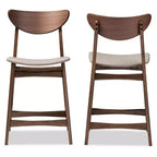 Sgabello da bar con altezza da bancone in stile scandinavo retrò moderno di metà secolo, rivestito in tessuto, con finiture in legno, 24" - Grigio chiaro