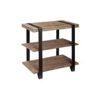 Tavolino finale Modesto largo 27" a 2 ripiani con cinturino in metallo, legno - Alaterre Furniture: Design industriale rustico, struttura nera