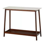 Buylateral Jhovies Console Table - Walnut: Faux Marble Top, Entryway, Hallway, Narrow Design