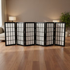 2 ft. Tall Desktop Window Pane Shoji Screen - Black (6 Panels) - Oriental Furniture
