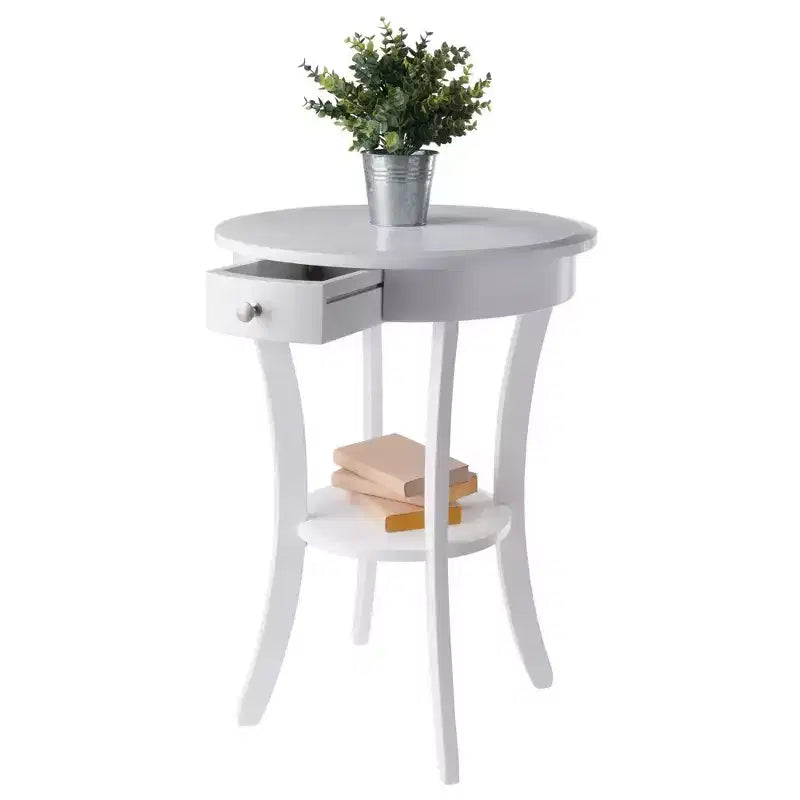 Tavolino rotondo con accenti - Bianco