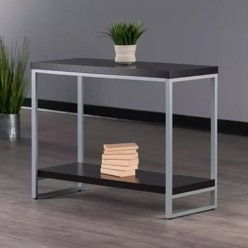 Tavolo Consolle, Tubo di Acciaio Smaltato - Espresso Scuro: Accento d'Ingresso, Ripiano Inferiore Contenitivo