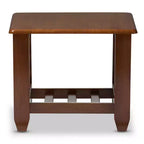 Tavolino occasionale di fine corsa in stile missione classico moderno per soggiorno, marrone ciliegia: tavolino quadrato in legno di gomma con ripiano