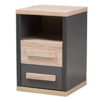 Pandora Modern and Contemporary Two-Tone 2 Drawer Nightstand Dark Gray - Baxton Studio: Bedside Table with Storage, MDF Wood