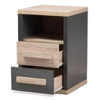 Comodino a 2 cassetti bicolore moderno e contemporaneo Grigio Scuro - Comodino con contenitore, legno MDF