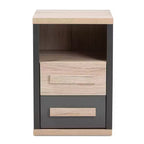 Comodino a 2 cassetti bicolore moderno e contemporaneo Grigio Scuro - Comodino con contenitore, legno MDF