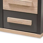 Comodino a 2 cassetti bicolore moderno e contemporaneo Grigio Scuro - Comodino con contenitore, legno MDF