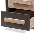 Comodino a 2 cassetti bicolore moderno e contemporaneo Grigio Scuro - Comodino con contenitore, legno MDF