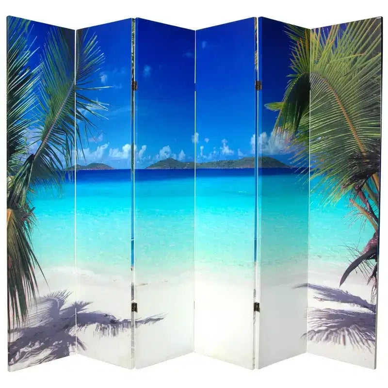 Divisorio in tela da spiaggia alto 1,80 m, a doppia faccia, a 6 pannelli - Oriental Furniture: Tropicale e Resistente