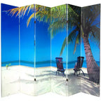 Divisorio in tela da spiaggia alto 1,80 m, a doppia faccia, a 6 pannelli - Oriental Furniture: Tropicale e Resistente
