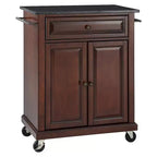 Carrello/Isola da Cucina Portatile con Piano in Granito Nero Solido