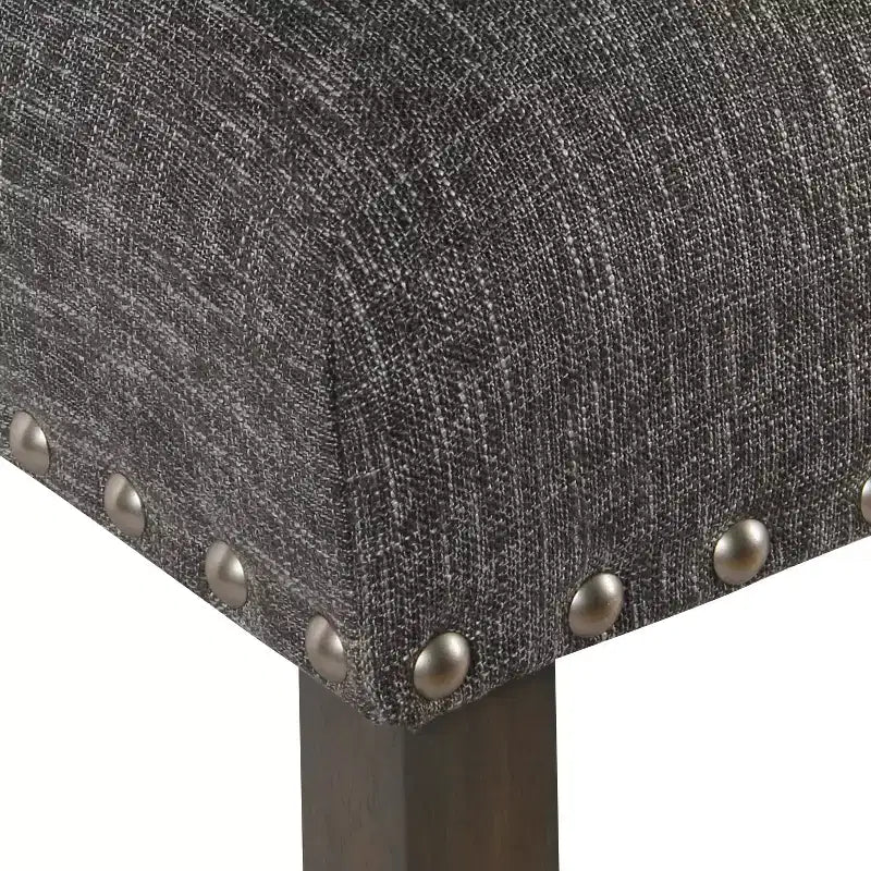 Sgabello da Bar Imbottito HomePop da 61 cm con Borchie, altezza da bancone