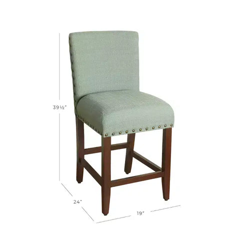 Sgabello da Bar Imbottito HomePop da 61 cm con Borchie, altezza da bancone