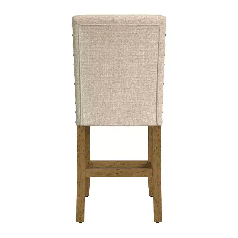 Sgabello da Bar Imbottito HomePop da 61 cm con Borchie, altezza da bancone