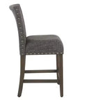 Sgabello da Bar Imbottito HomePop da 61 cm con Borchie, altezza da bancone