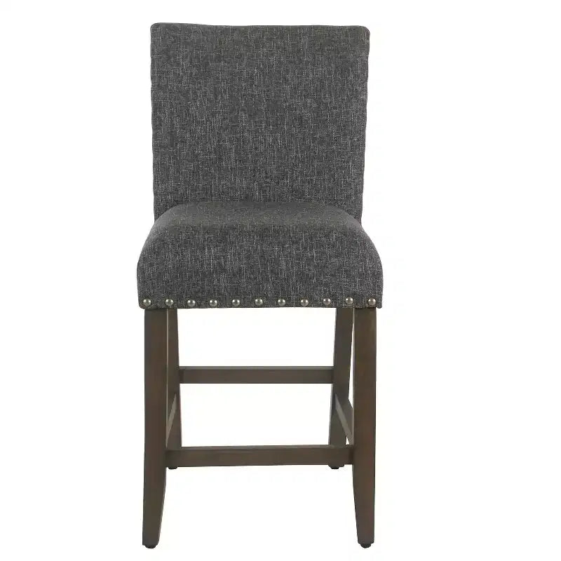 Sgabello da Bar Imbottito HomePop da 61 cm con Borchie, altezza da bancone
