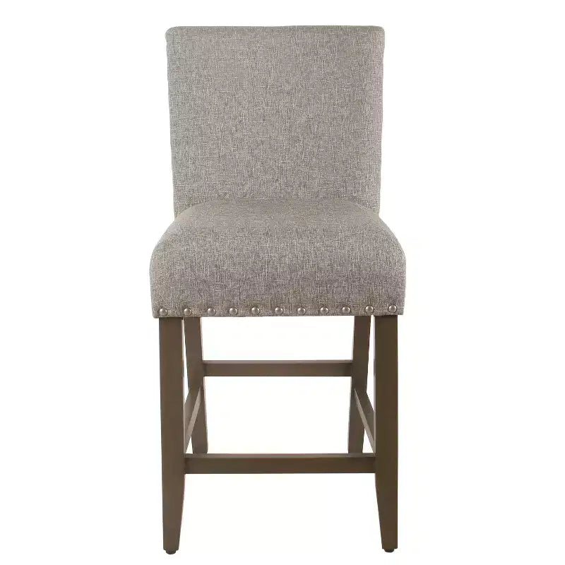Sgabello da Bar Imbottito HomePop da 61 cm con Borchie, altezza da bancone