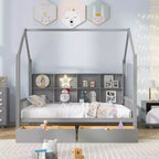 Letto a capanna con letto estraibile e mensola