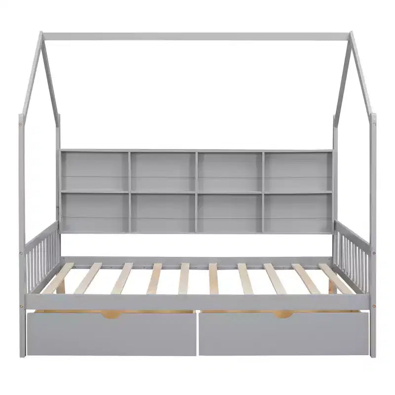 Letto a capanna con letto estraibile e mensola