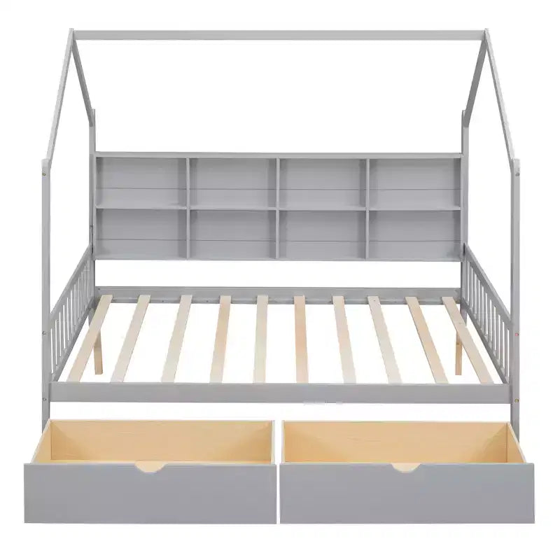 Letto a capanna con letto estraibile e mensola