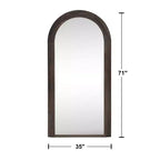 Specchio a figura intera con cornice ad arco in legno massello, design a scala