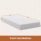 Materasso in Memory Foam al Gel da 8'' con Profumo di Tè Verde, Tecnologia di Raffreddamento, 3 Strati di Schiuma