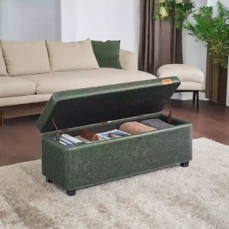 Panca Contenitore, Panca da Letto Contenitore, Panca da Ingresso, Ottomana con Cerniere di Sicurezza, Carico 300 kg