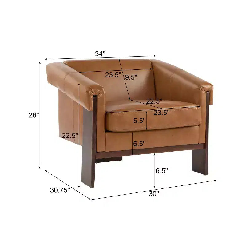 Poltrona imbottita in legno in stile moderno di metà secolo