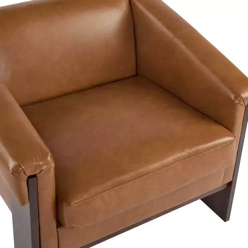 Poltrona imbottita in legno in stile moderno di metà secolo