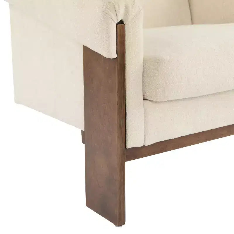 Poltrona imbottita in legno in stile moderno di metà secolo