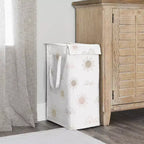 Cesto portabiancheria pieghevole per bambina con manici rosa beige