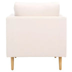 Poltrona imbottita in lino con gambe in legno