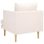 Poltrona imbottita in lino con gambe in legno
