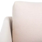 Poltrona imbottita in lino con gambe in legno